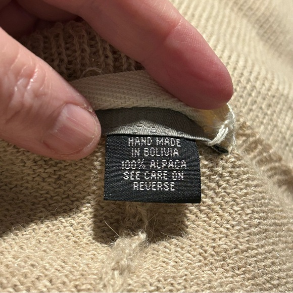 Alpaca Hand Knit Tan Wrap from Anita Arzé - One Size - Picture 7 of 8